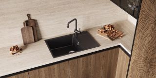 Смеситель для кухни Ulgran Classic U-023-307 с высоким поворотным изливом терракот